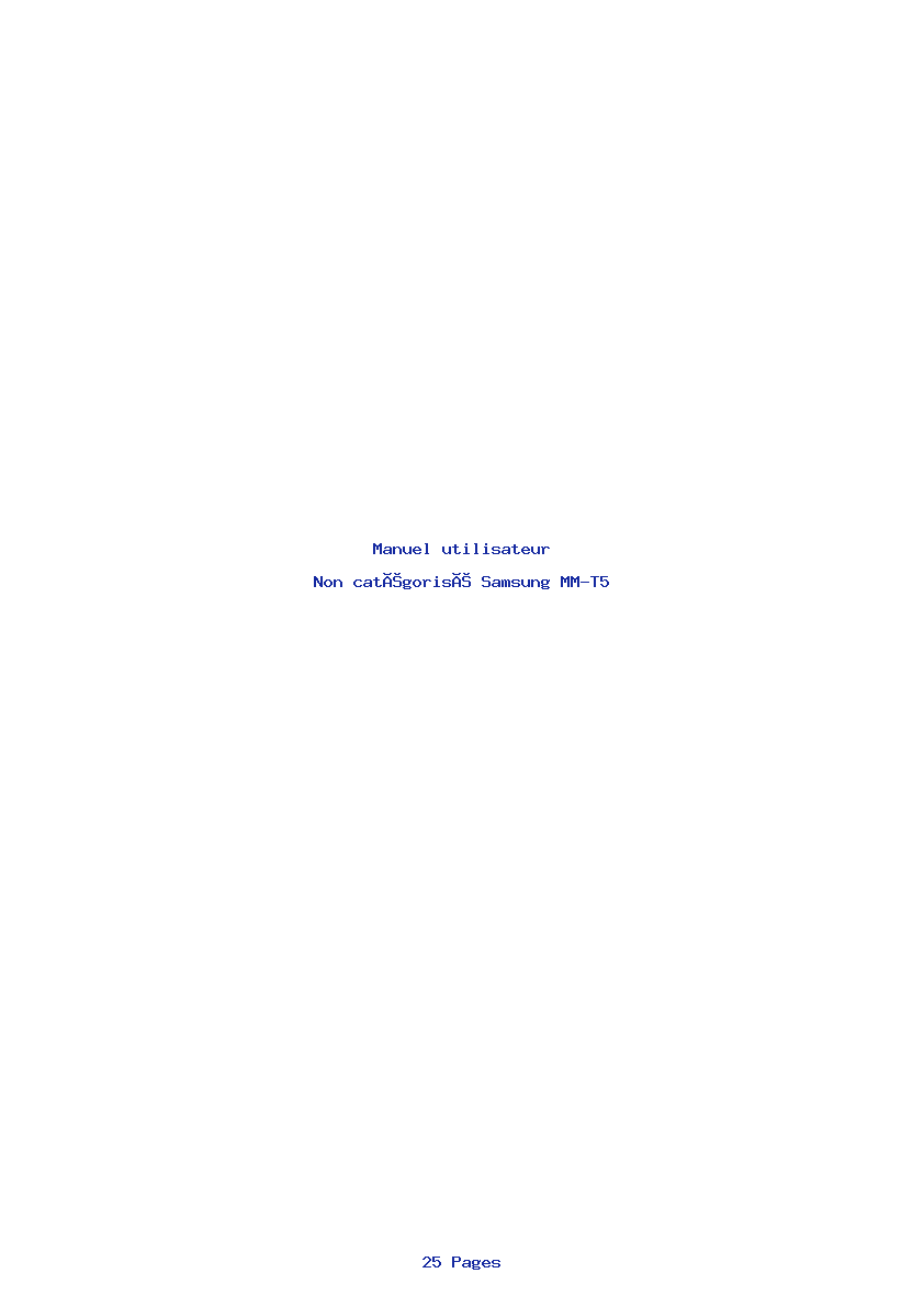 Page 1 de la notice Manuel utilisateur Samsung MM-T5