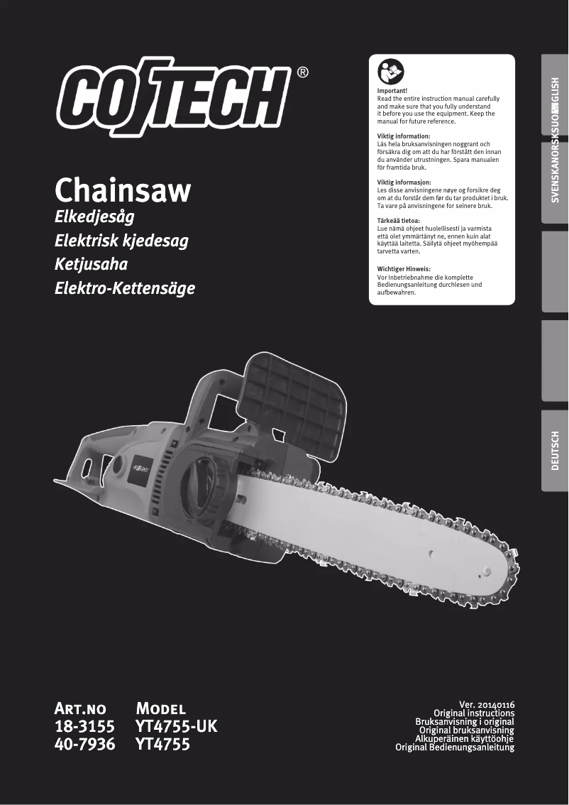 Page 1 de la notice Manuel utilisateur Cotech YT4755