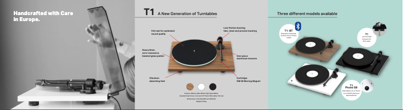 Page 1 de la notice Brochure Pro-Ject T1