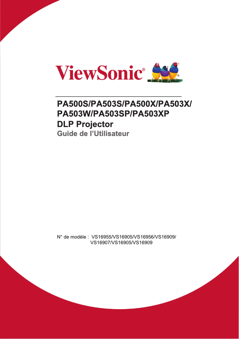 Page 1 de la notice Manuel utilisateur Viewsonic PA503S