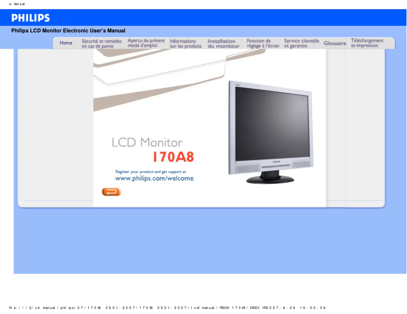 Image de la première page du manuel de l'appareil 170A8FB
