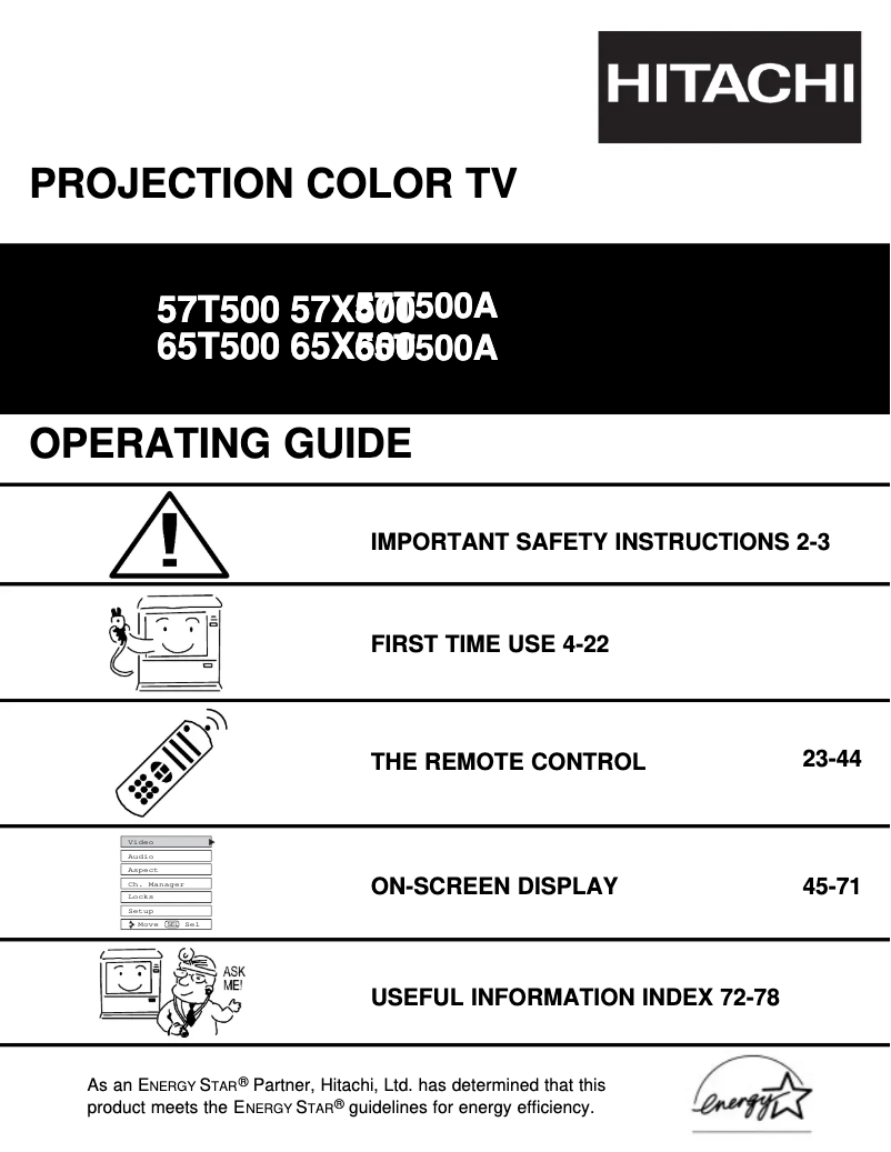 Page 1 de la notice Manuel utilisateur Hitachi 65T500A