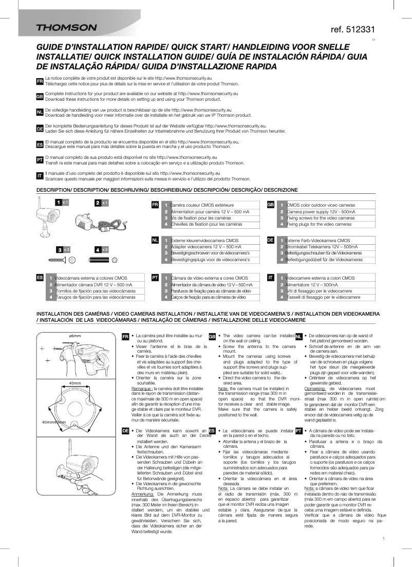 Page 1 de la notice Manuel utilisateur Thomson 512331