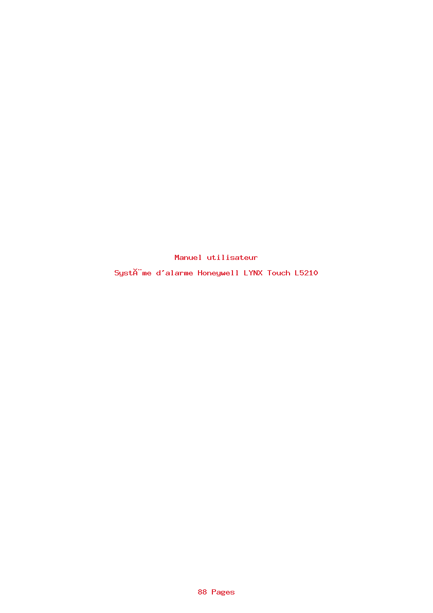 Page 1 de la notice Manuel utilisateur Honeywell LYNX Touch L5210