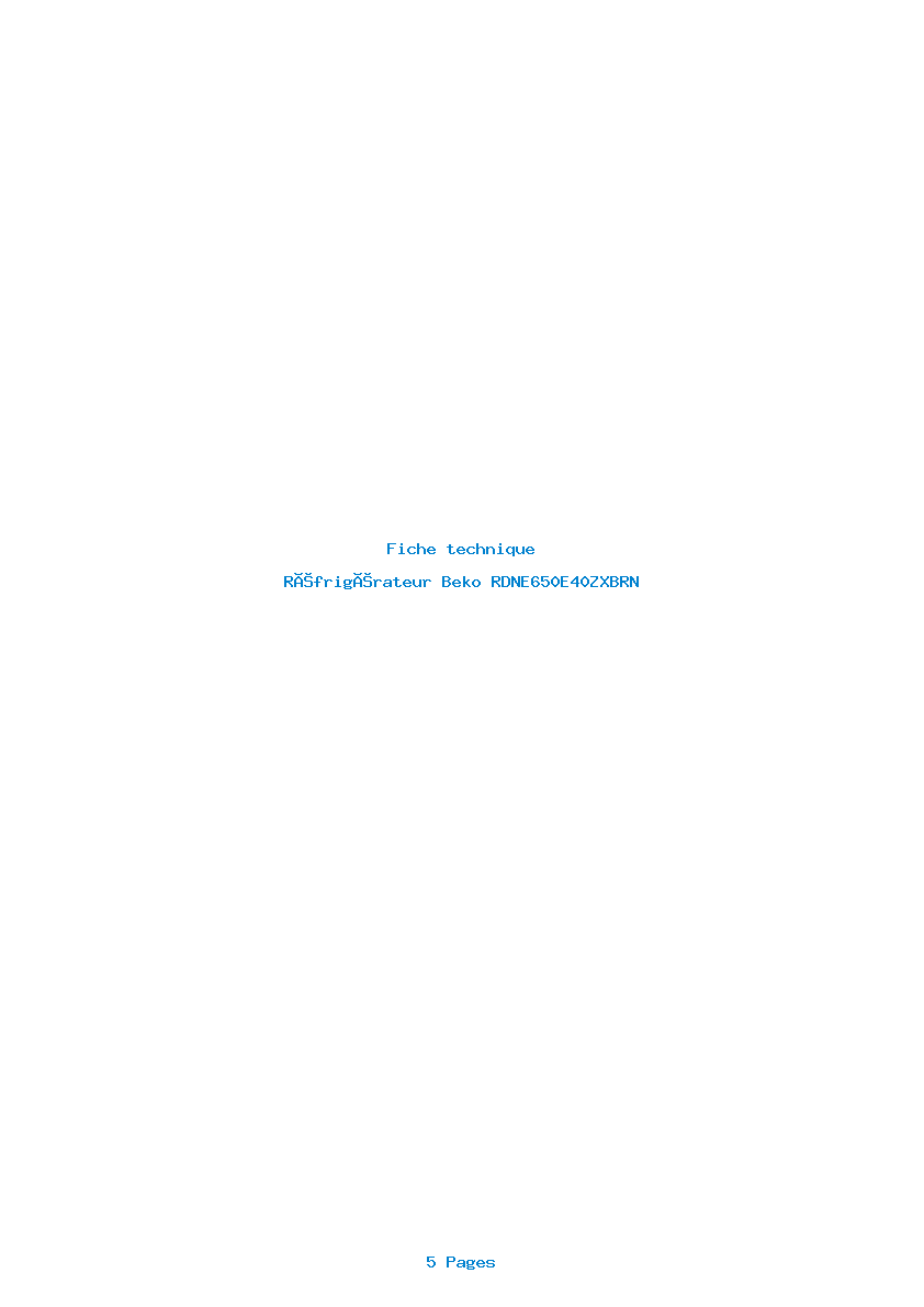 Page 1 de la notice Fiche technique Beko RDNE650E40ZXBRN