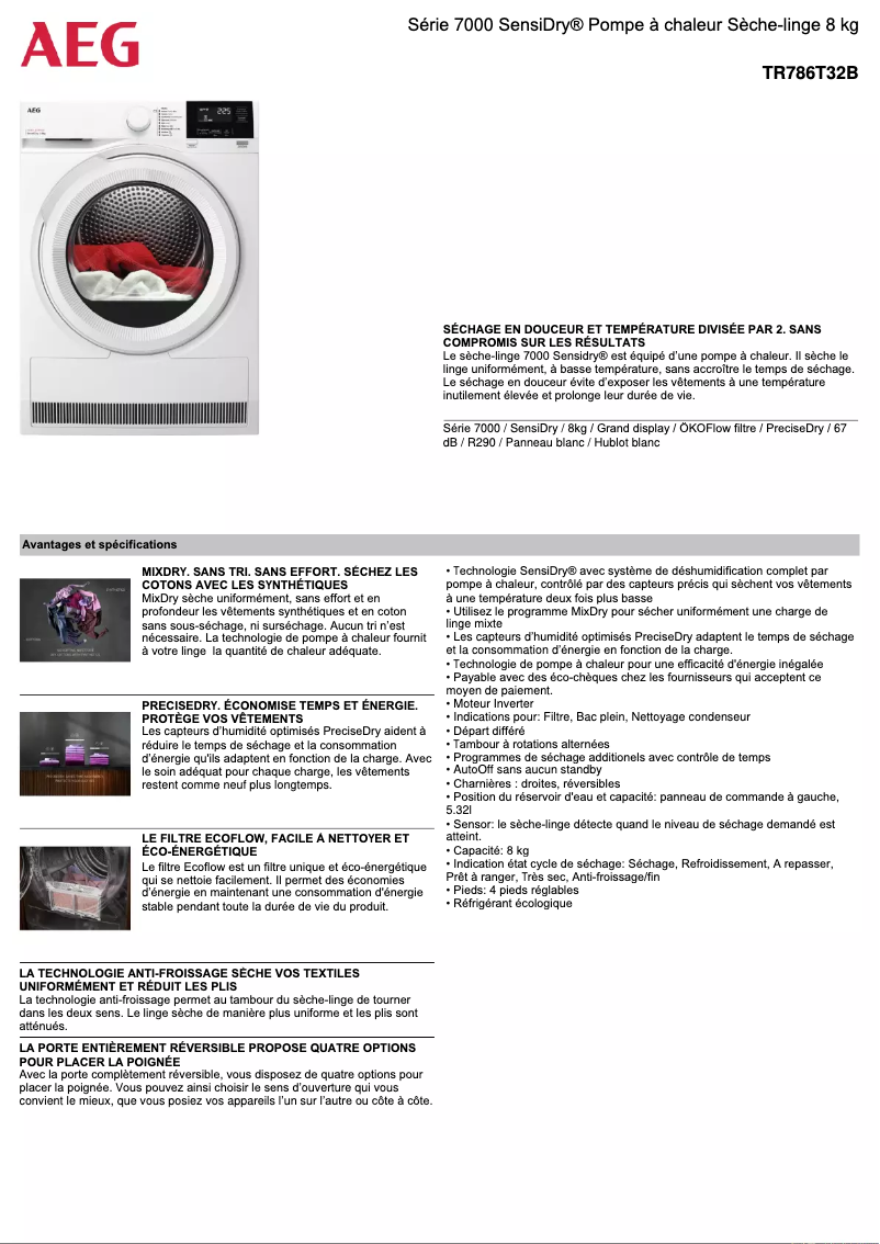 Página 1 del manual Ficha técnica AEG TR786T32B