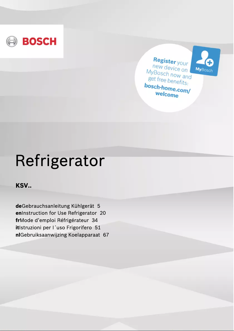 Page 1 de la notice Manuel utilisateur Bosch KSV36VXDP