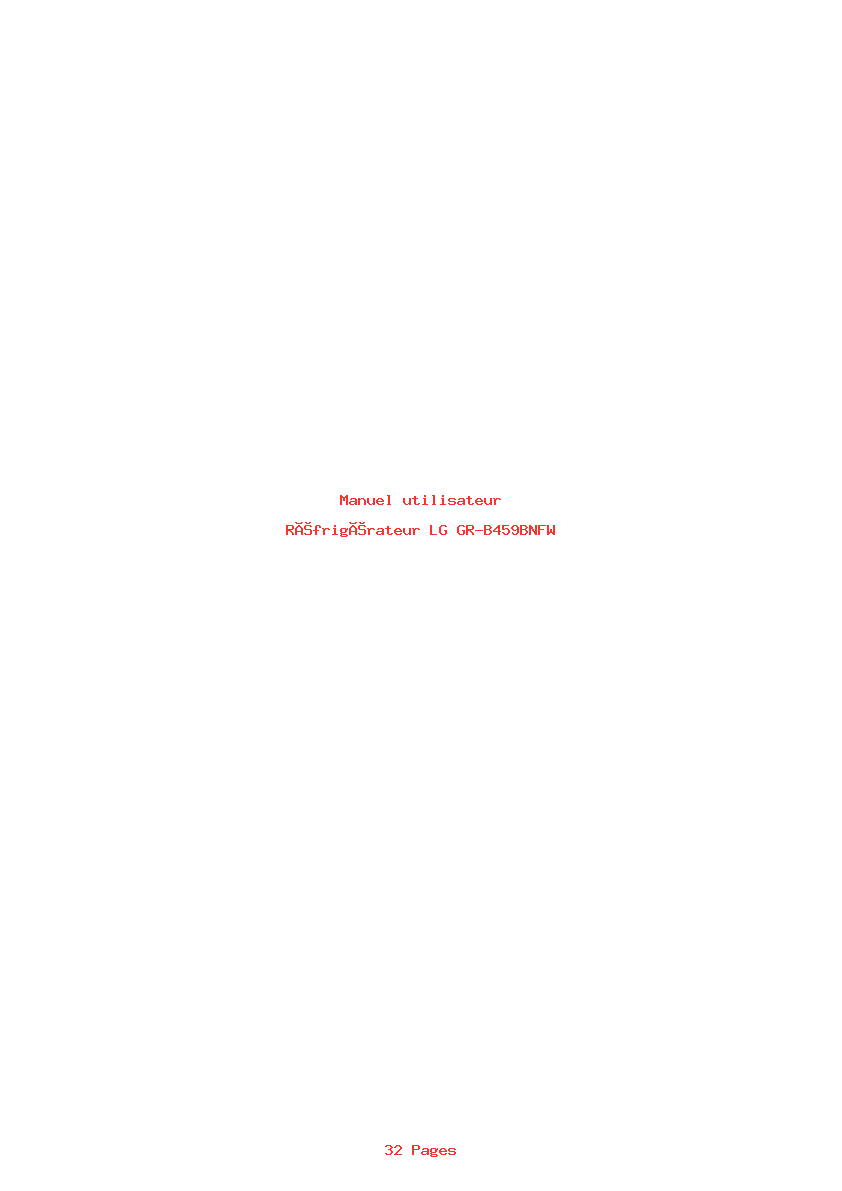 Page 1 de la notice Manuel utilisateur LG GR-B459BNFW