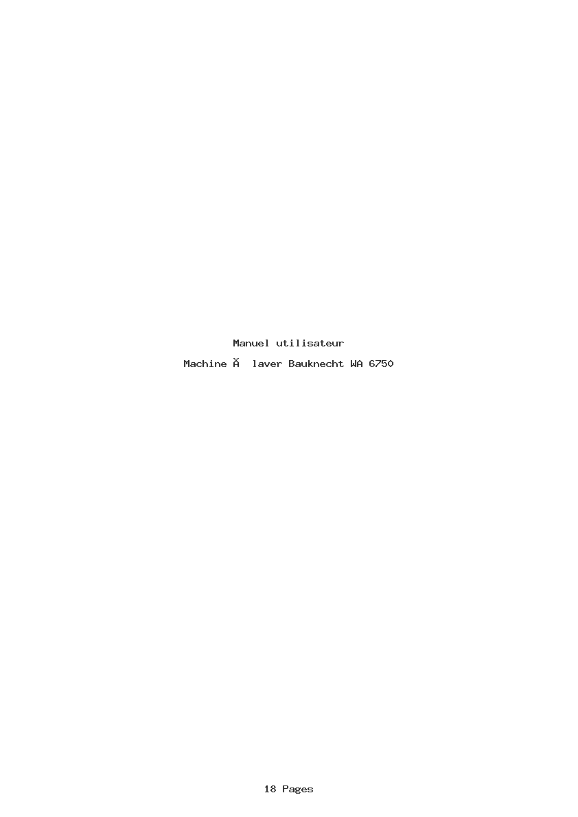 Page 1 de la notice Manuel utilisateur Bauknecht WA 6750