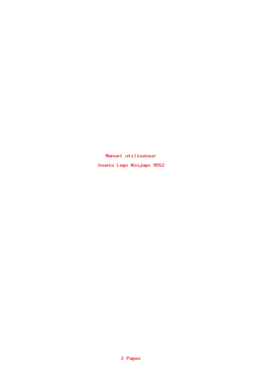 Page 1 de la notice Manuel utilisateur Lego Ninjago 9552