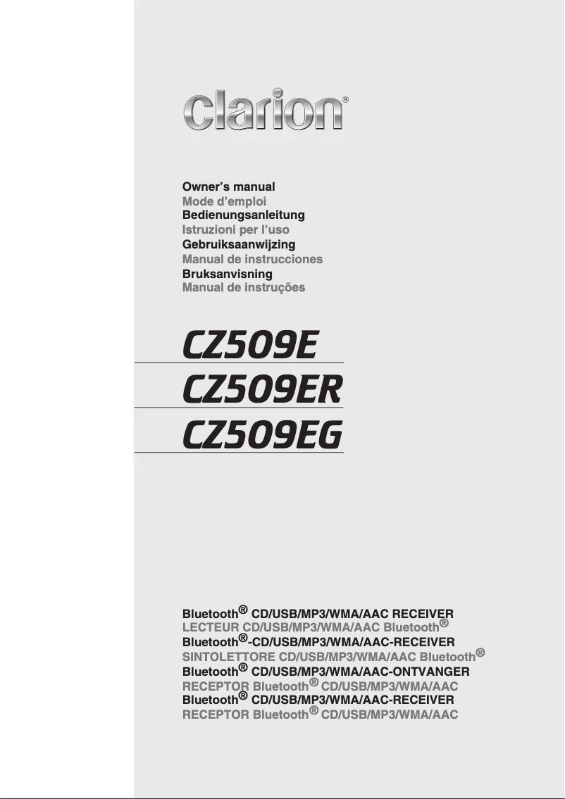 Page 1 of the manual User Manual Clarion CZ509E