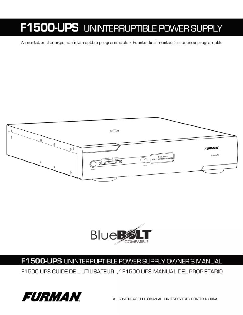 Page 1 de la notice Manuel utilisateur Furman F1500-UPS