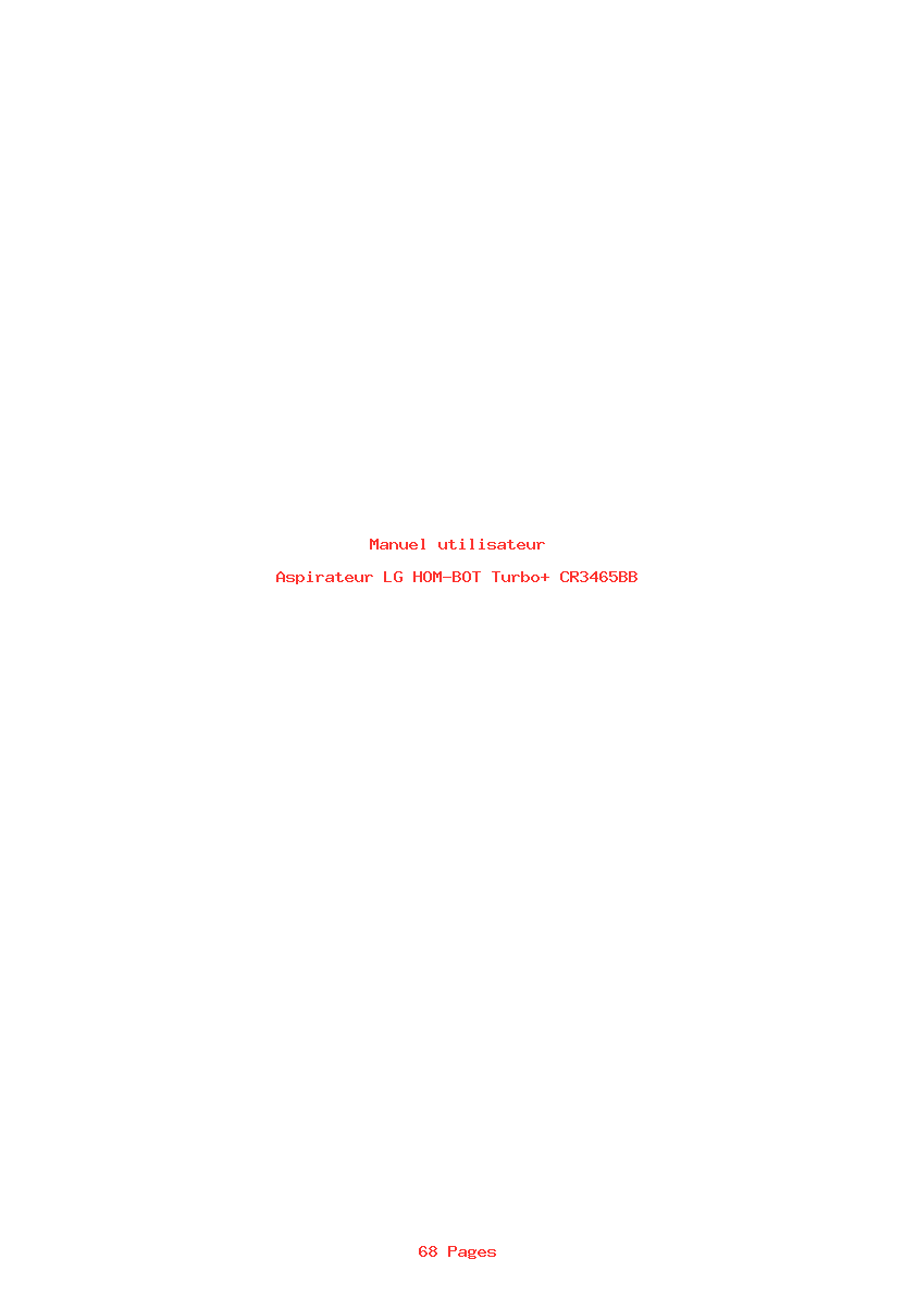 Page 1 de la notice Manuel utilisateur LG HOM-BOT Turbo+ CR3465BB