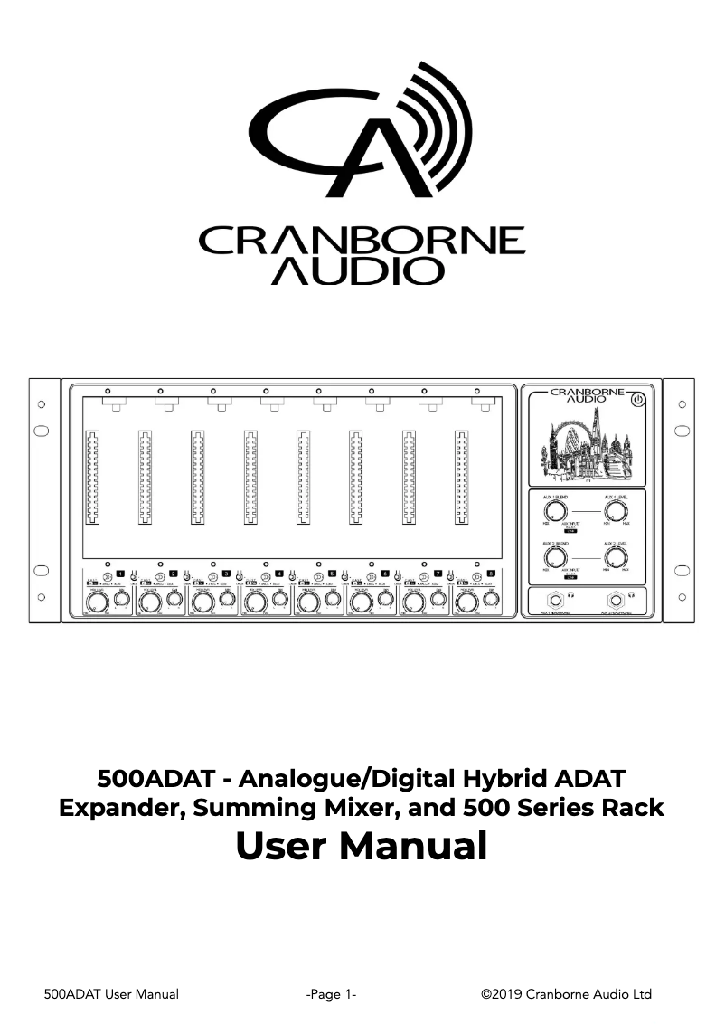Page 1 de la notice Manuel utilisateur Cranborne Audio 500ADAT