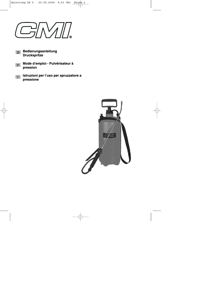 Page 1 of the manual User Manual CMI DS 5