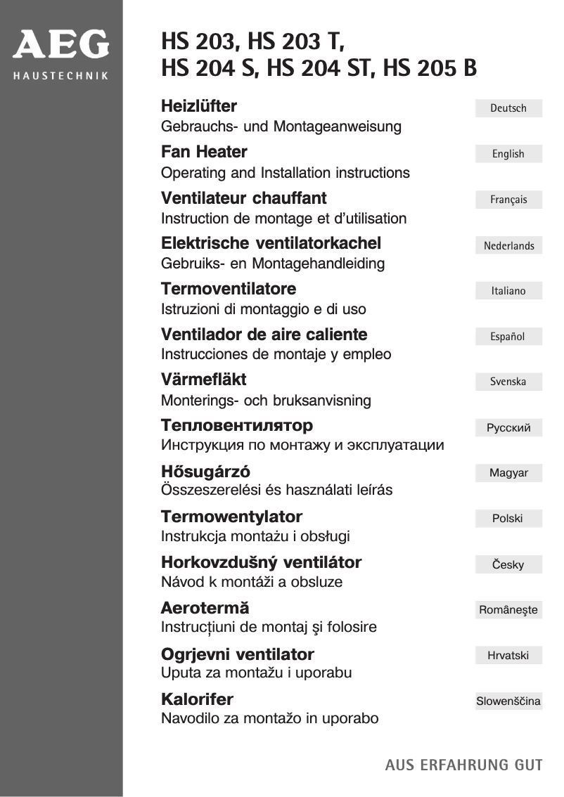 Página 1 del manual Manual de usuario AEG HS 205 B