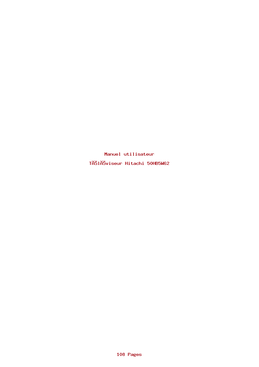 Page 1 de la notice Manuel utilisateur Hitachi 50HB5W62