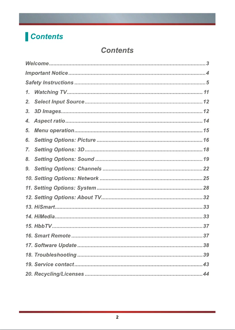 Page 1 de la notice Manuel utilisateur Hisense LTDN40K370WSEU