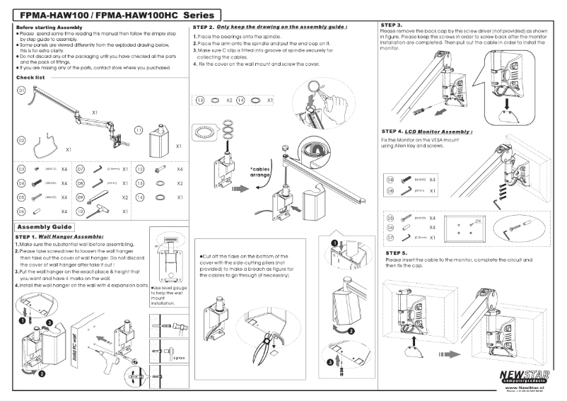 Page 1 de la notice Manuel utilisateur Newstar FPMA-HAW100