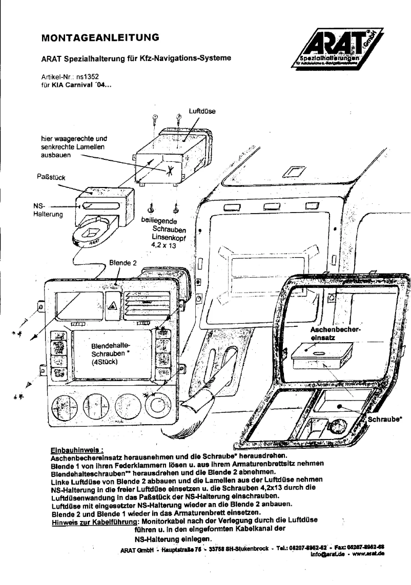 Page 1 de la notice Manuel utilisateur Arat NS1352