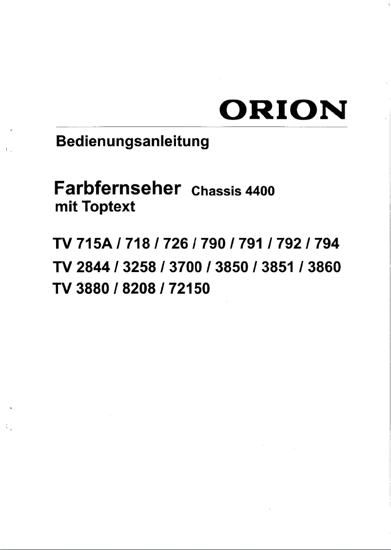 Page 1 de la notice Manuel utilisateur Orion 726