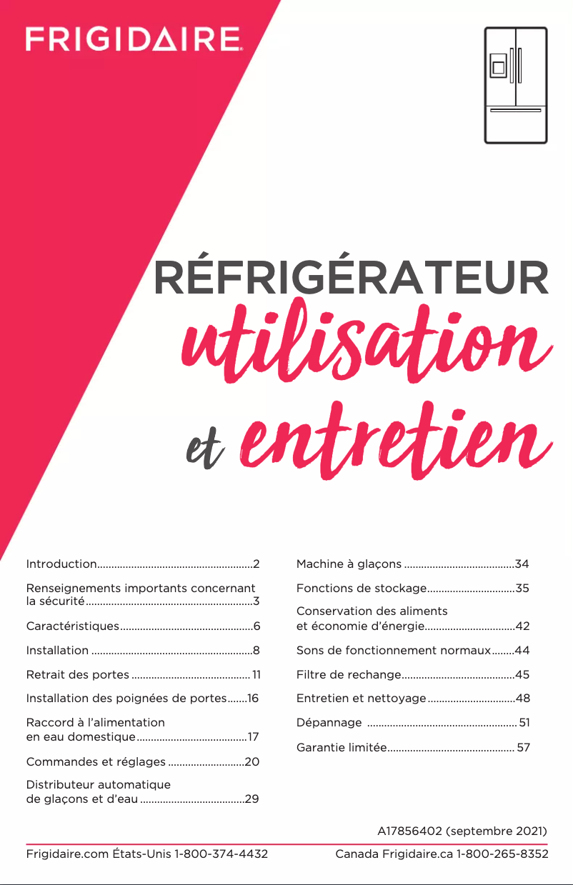 Page 1 de la notice Manuel utilisateur Frigidaire GRFC2353AF