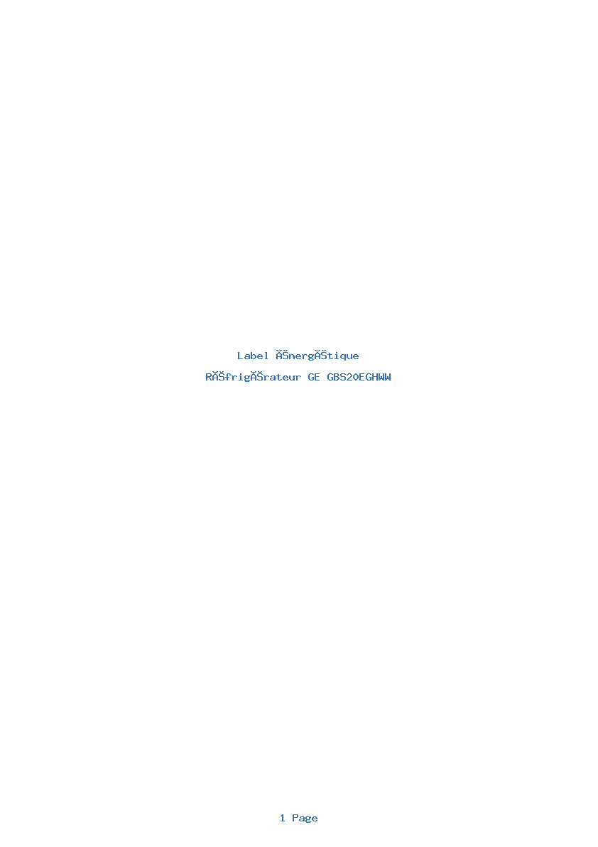 Image de la première page du manuel de l'appareil GBS20EGHWW