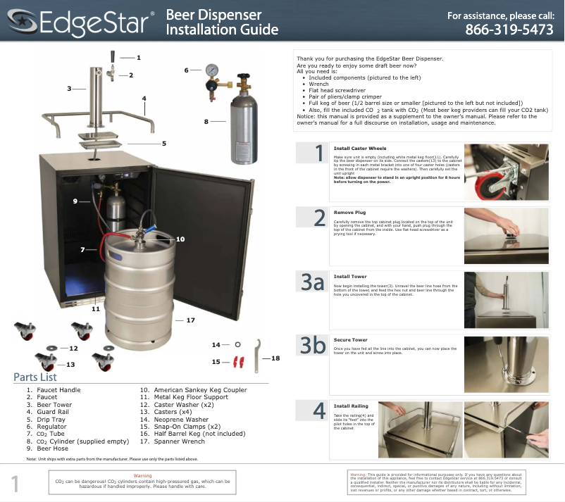 Page 1 de la notice Instructions / montage EdgeStar KC7000BBL