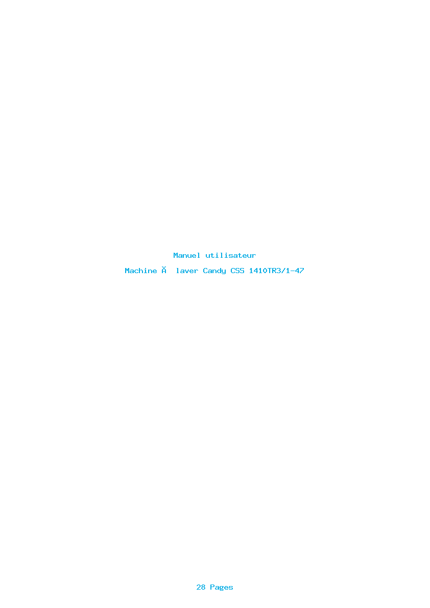 Page 1 de la notice Manuel utilisateur Candy CSS 1410TR3/1-47