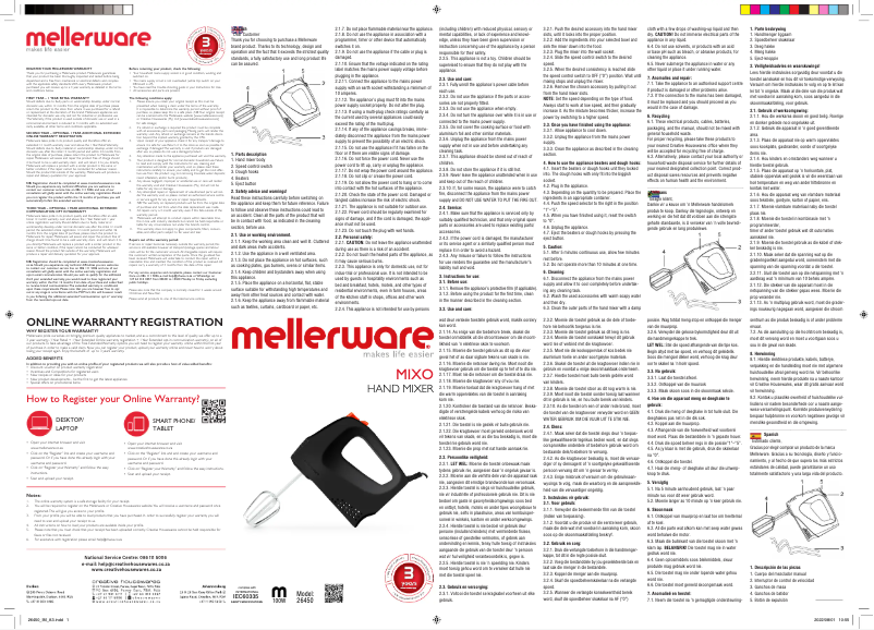 Page 1 de la notice Manuel utilisateur Mellerware Mixo 26450