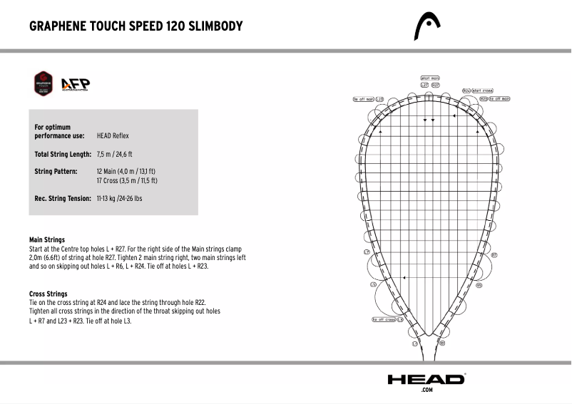 Page 1 de la notice Manuel utilisateur HEAD Graphene Touch SPEED 120 Slimdoby