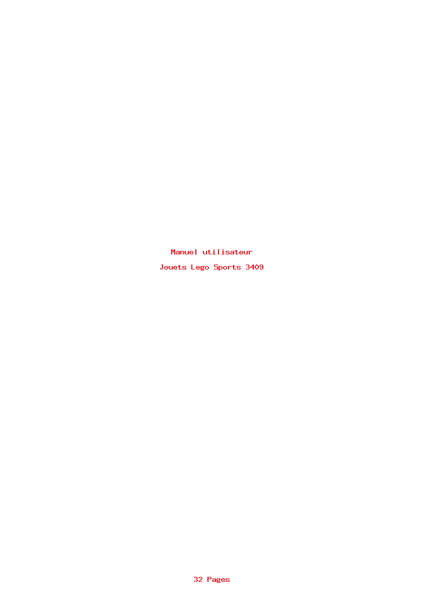 Page 1 de la notice Manuel utilisateur Lego Sports 3409