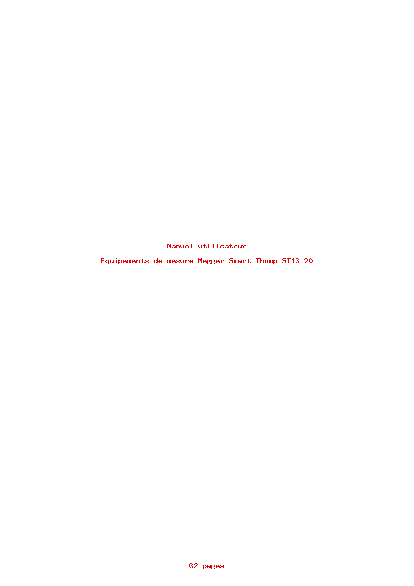 Page 1 de la notice Manuel utilisateur Megger Smart Thump ST16-20