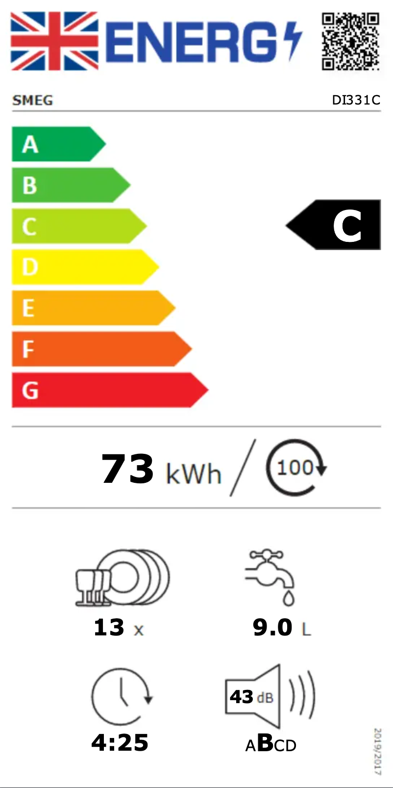 Page 1 de la notice Label énergétique Smeg DI331C