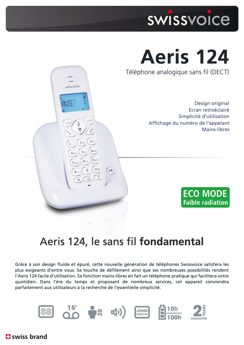 Página nº 1 - Ficha técnica Swissvoice Aeris 124