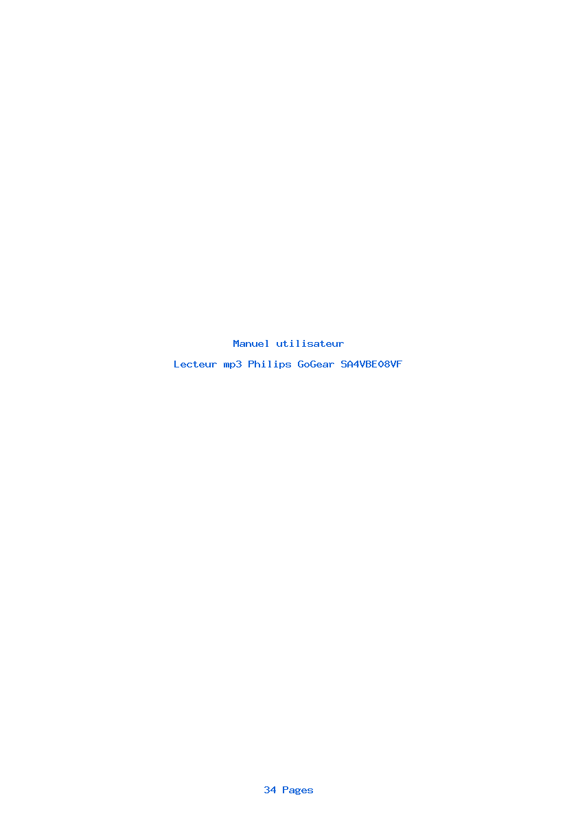 Page 1 de la notice Manuel utilisateur Philips GoGear SA4VBE08VF