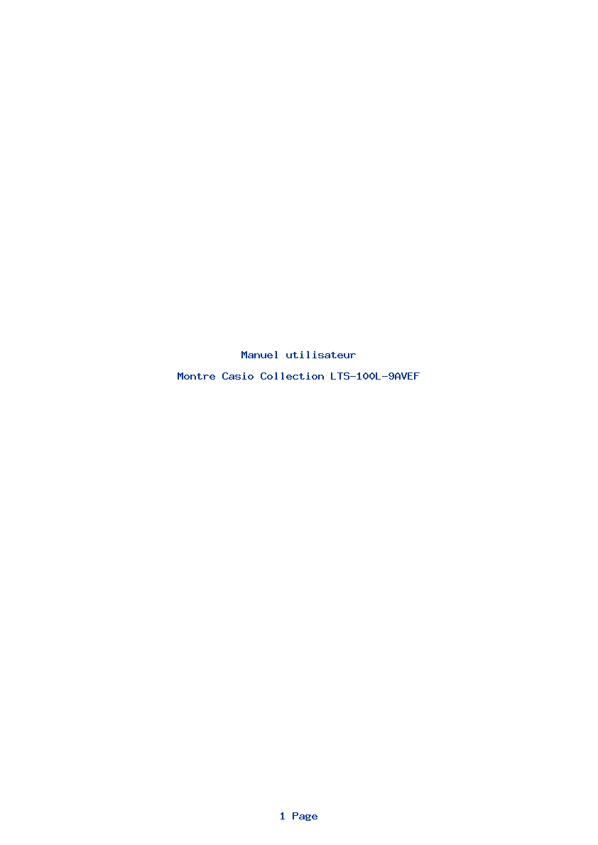 Page 1 de la notice Manuel utilisateur Casio Collection LTS-100L-9AVEF