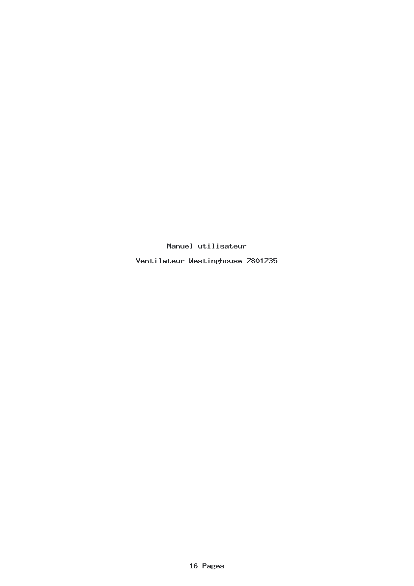 Page 1 de la notice Manuel utilisateur Westinghouse 7801735