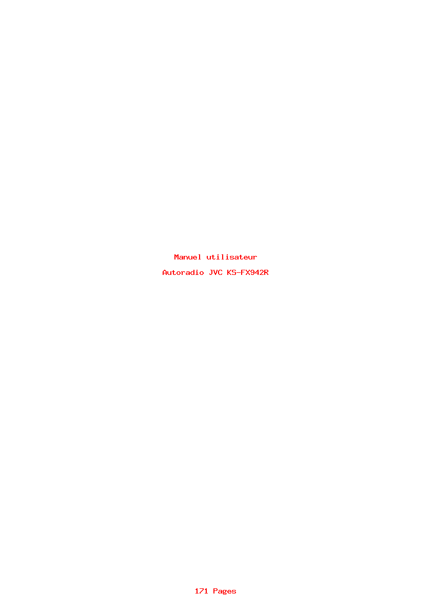 Page 1 de la notice Manuel utilisateur JVC KS-FX942R