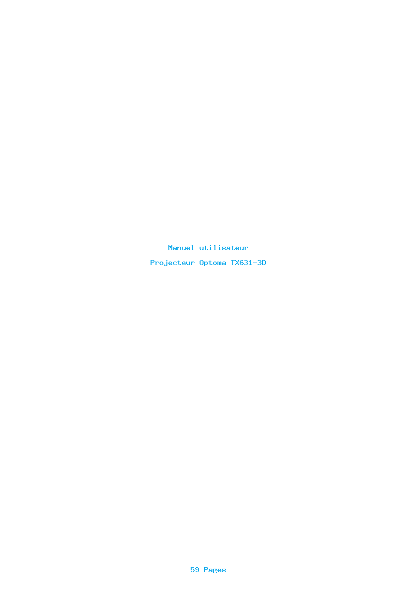 Page 1 de la notice Manuel utilisateur Optoma TX631-3D