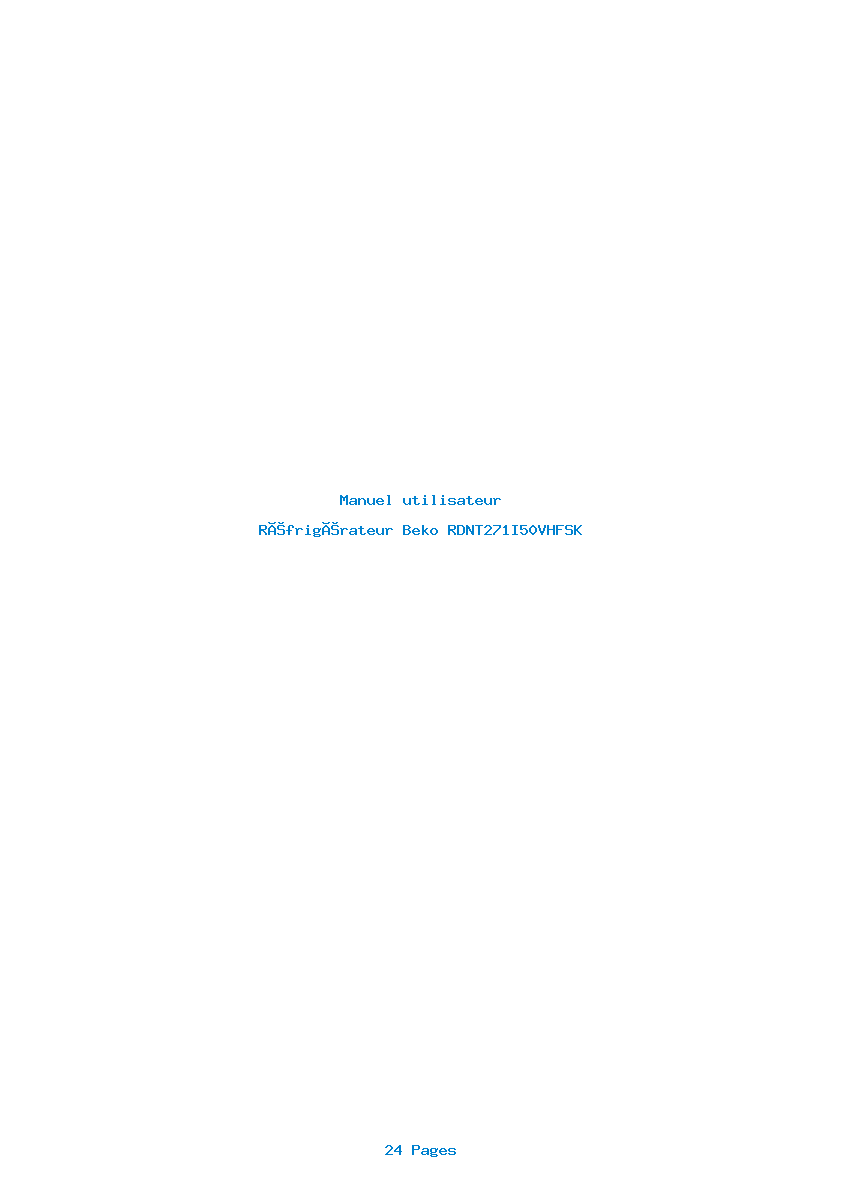 Page 1 de la notice Manuel utilisateur Beko RDNT271I50VHFSK