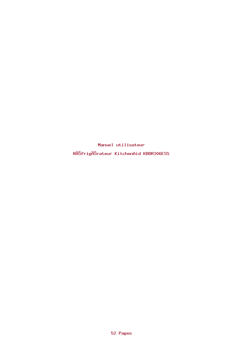 Page 1 de la notice Manuel utilisateur KitchenAid KBBR306ESS