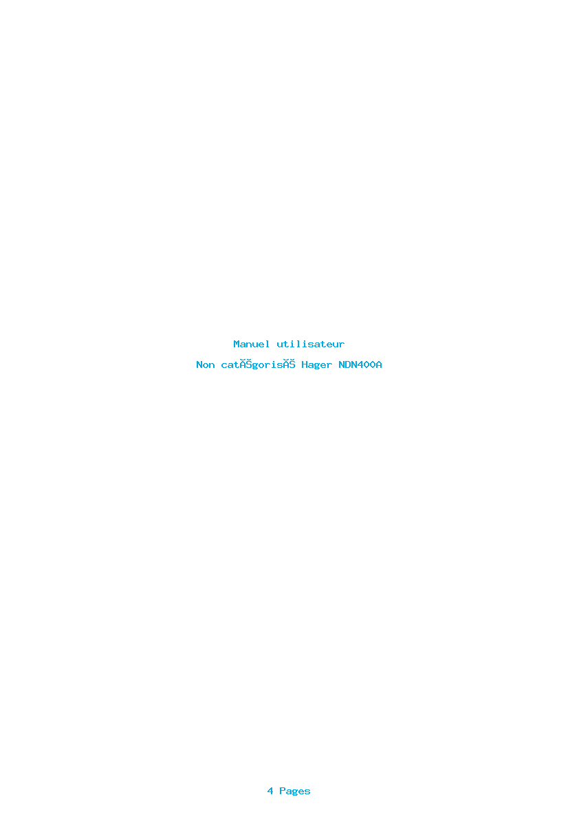 Page 1 de la notice Manuel utilisateur Hager NDN400A