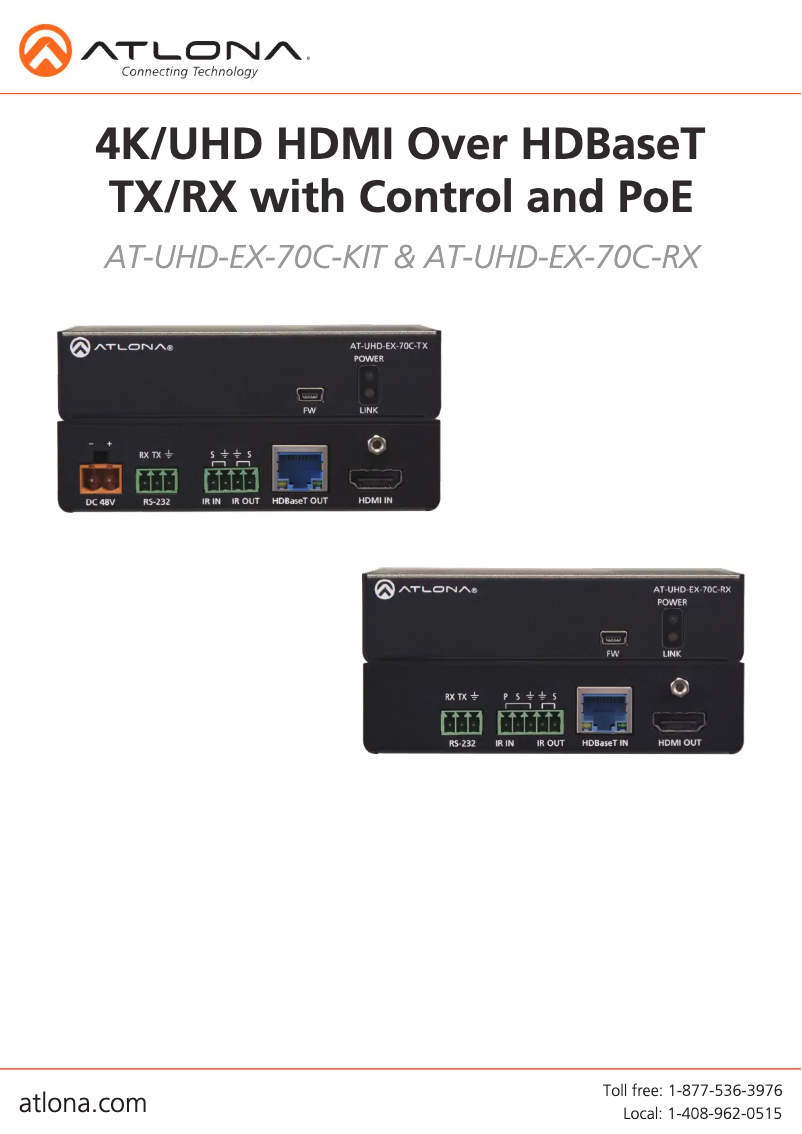 Página 1 del manual Manual de usuario Atlona AT-UHD-EX-70C-KIT
