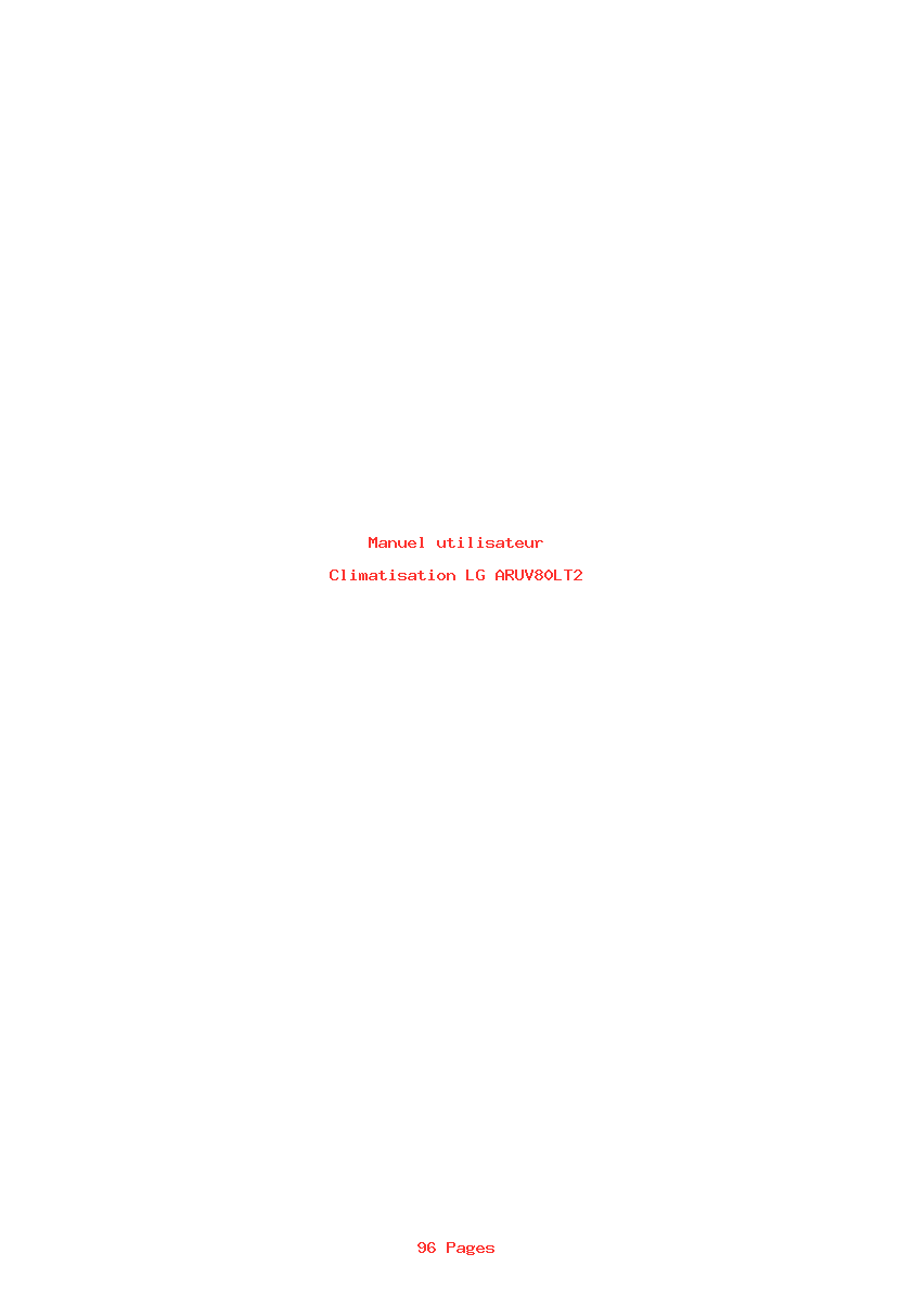 Page 1 de la notice Manuel utilisateur LG ARUV80LT2