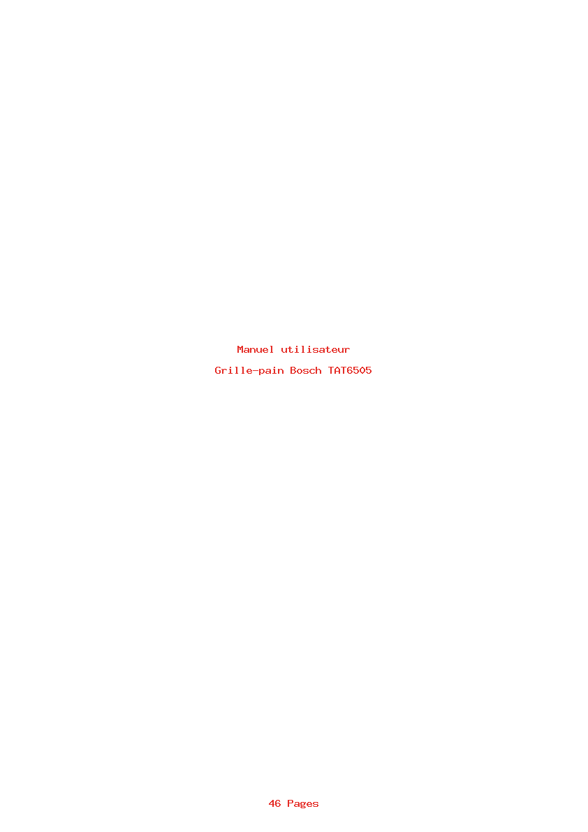 Page 1 de la notice Manuel utilisateur Bosch TAT6505