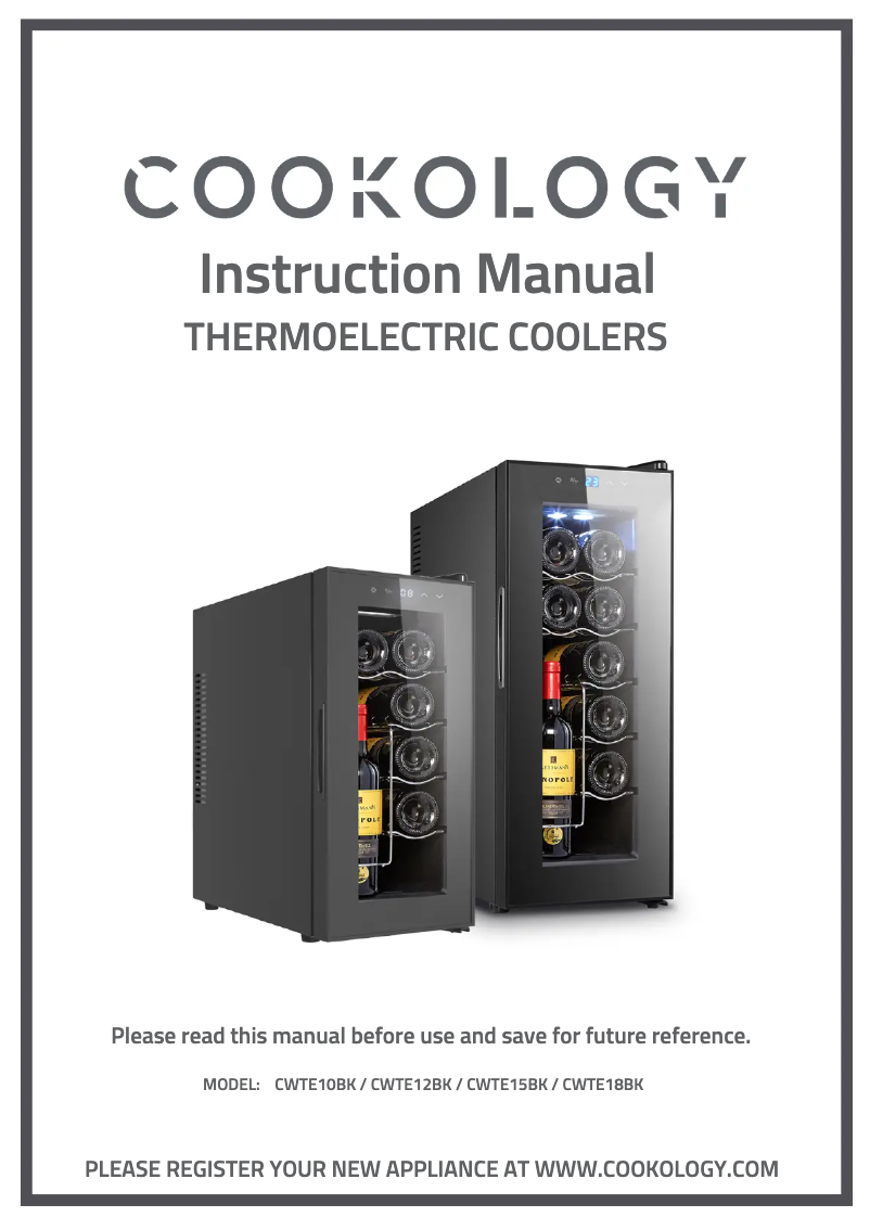Page 1 de la notice Manuel utilisateur Cookology CWTE15BK