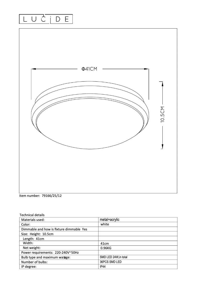 Page 1 of the manual User Manual Lucide Casper i 79166/25/12