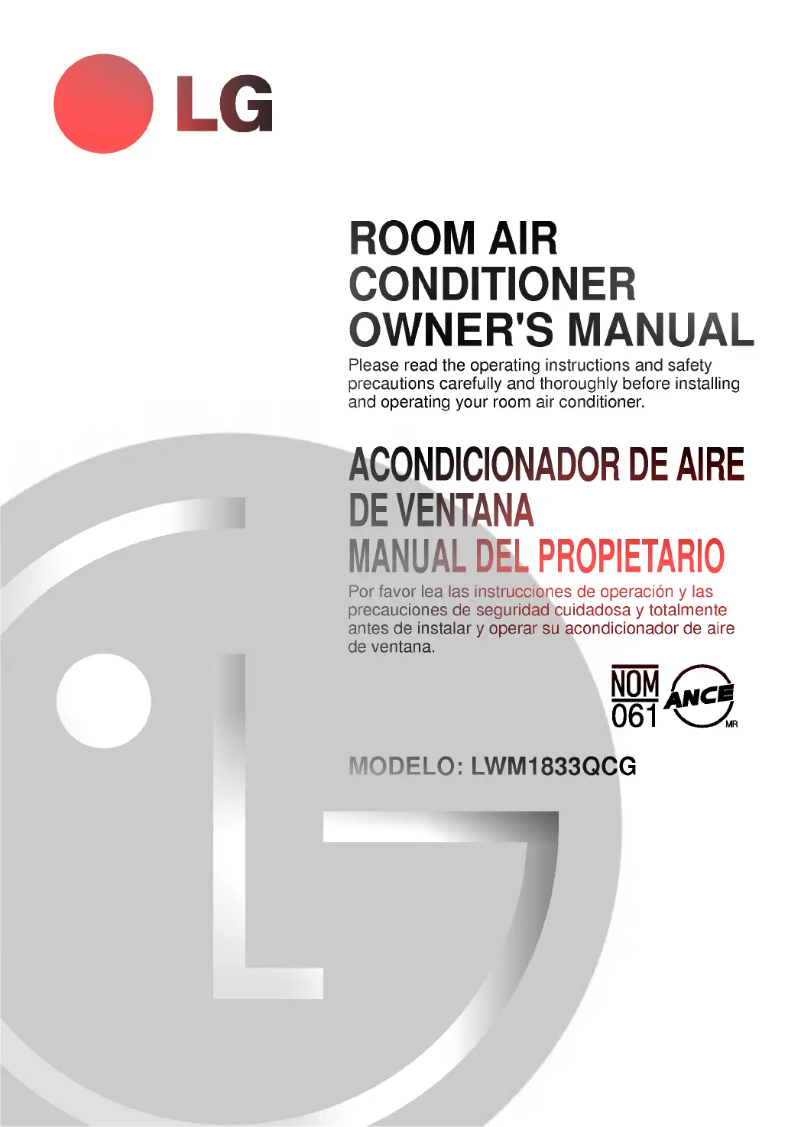 Page 1 of the manual User Manual LG LWM1833QCG