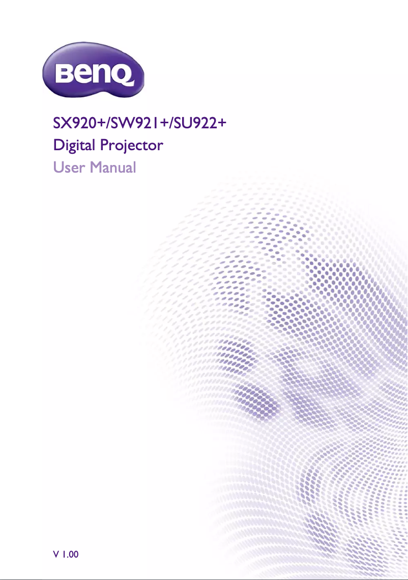 Page 1 de la notice Manuel utilisateur BenQ SX920+